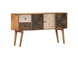 Aparador Con Estampado Madera Maciza De Mango 130x30x70 Cm