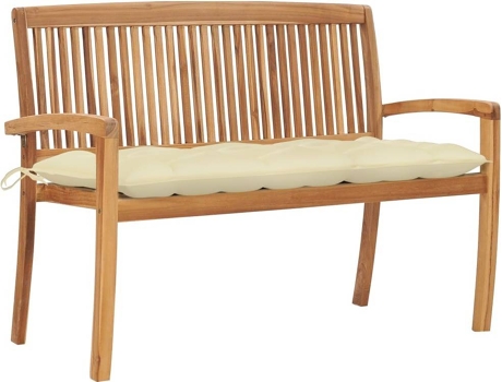 Banco de exterior VIDAXL Crema Teca (128.5x57.5x90 cm)