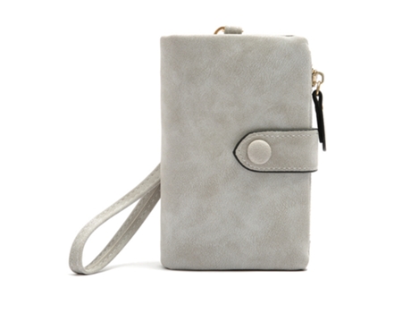 Bolso De Mano Para Mujer Bolso De Mujer De Moda Con Tres Pliegues Cartera Corta Esmerilada Multitarjeta Con Tarjetero Monedero, Gris Claro ZMDECQNA
