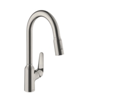 HANSGROHE Focus M42 monomando de cocina 220, ducha extraíble, 2jet, Color: Acabado en acero inoxidable