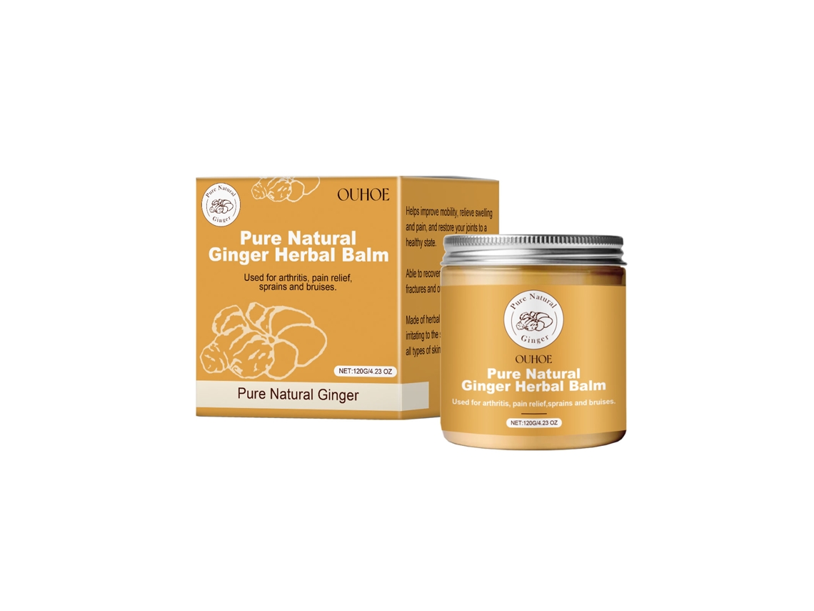 Ungüento natural de jengibre para alivio y efecto calmante a base de hierbas.