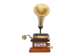 Tocadiscos Miniatura Vintage Para Casa De Muñecas, De Madera De Abedul, Con Disco De 5,5 Cm.