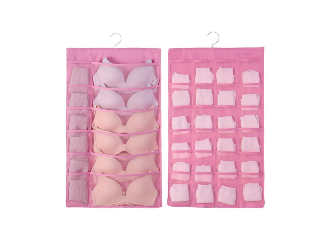 JEIIBRZUI Organizador Sutiãs Suspenso Capacidade ZEAICOS Oxford Rosa (46x16x4cm)