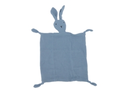 Toalha De Segurança Bebê Coelho Macia Para Dormir Presente Cute 28x28cm Azul Escuro