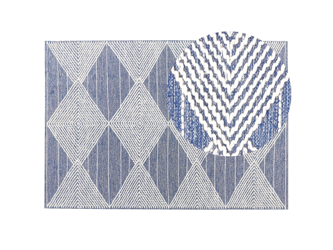 Alfombra de pelo corto BELIANI Datca de Lana Azul 160x230