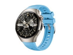 Bracelete Para Huawei Watch 5 (46mm) - Silicone Vertical - Fivela De Aço Prate Azul-celeste