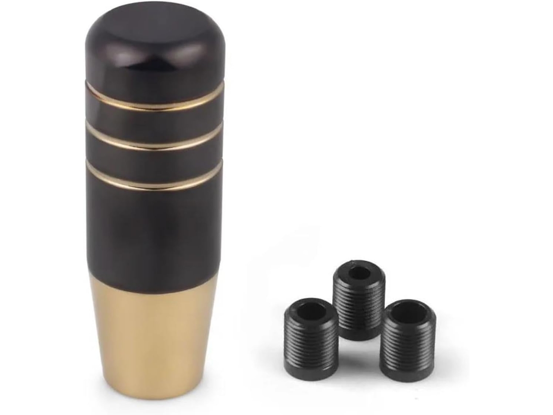 Pomo De Palanca Cambios Universal Aluminio Negro Y Dorado Para Automóviles, 9 Cm, Coches Carreras,