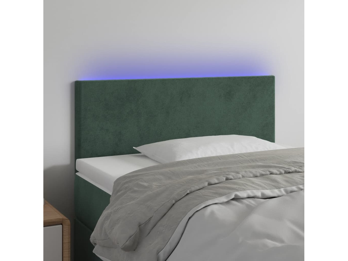 Cabecero Con Led De Terciopelo Verde Oscuro 90x5x78/88 Cm