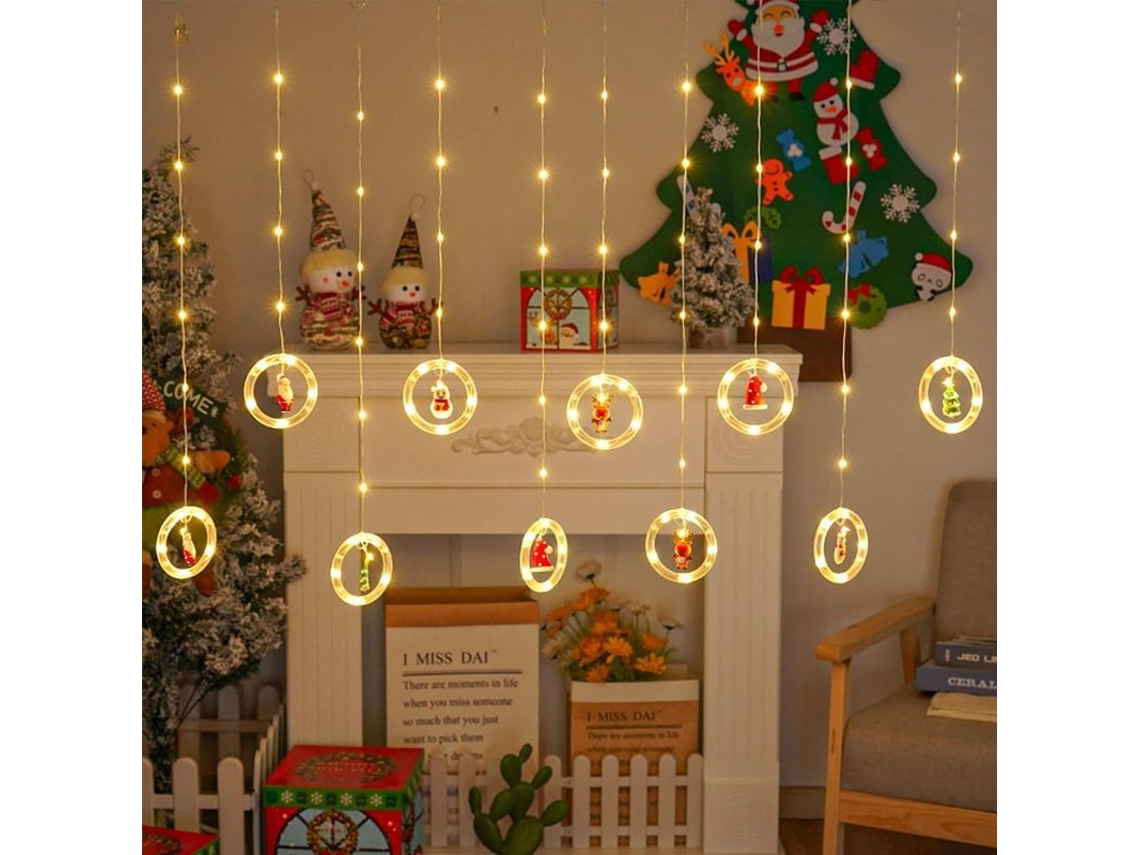 Guirnalda De Luces Navideñas Para Ventanas, 120 Led, 8 Modos, Carga Usb, Decoración Navideña Para Interiores.