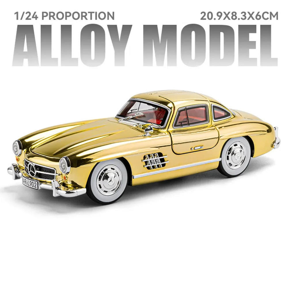 (300sl Gold) Modelo de coche deportivo a escala 1:24 con efectos de sonido y luz, puertas que se abren.