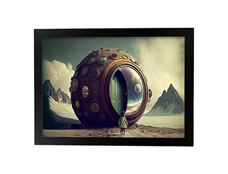 NACNIC Poster Casa Redonda En Estilo Surrealismo Cinematográfico Ilustraciones Y Grabados De Historieta Abstracta Y Artística A3 Marcos Negros