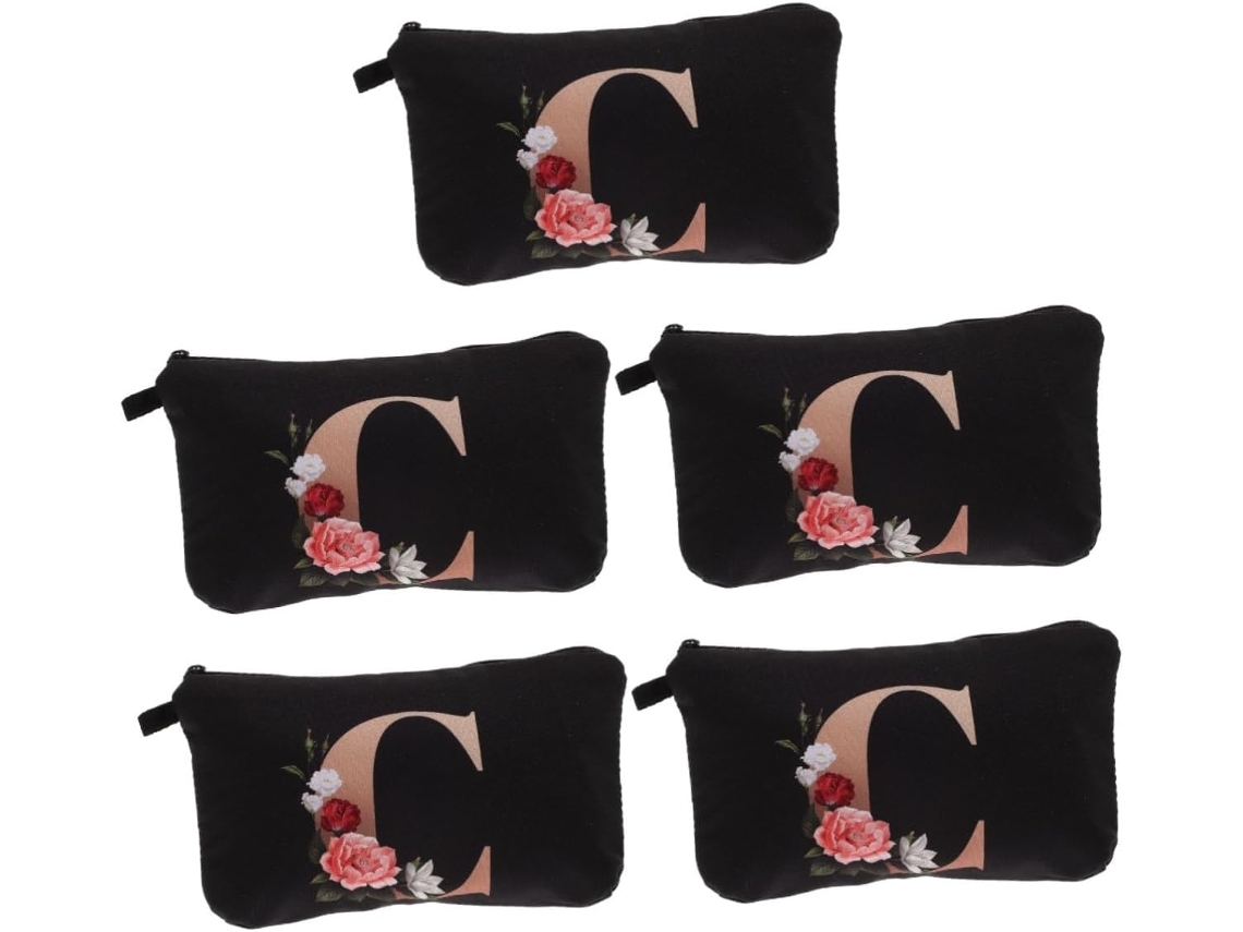Juego De Neceser Portátil De 5 Piezas Con Letras Impresas, Organizador De Maquillaje Impermeable