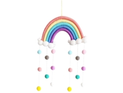 Móvil Para Cuna Con Arcoíris, Nubes Y Gotas De Lluvia, Con Campanillas Infantiles.