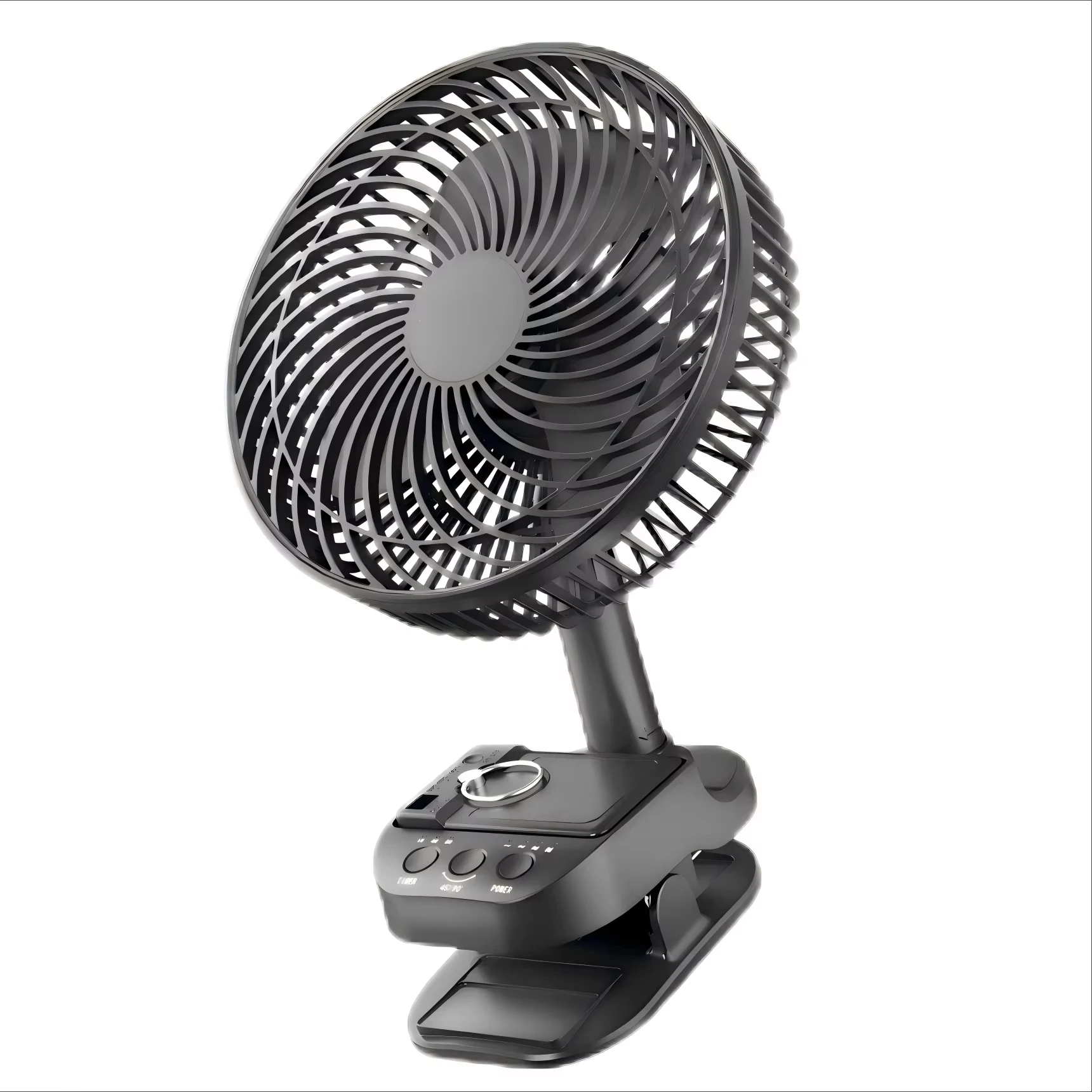 Ventilador Portátil (negro) De 10000 Mah, Ventilador Oscilante Automático Con Clip Y Gancho, Batería Extraíble.