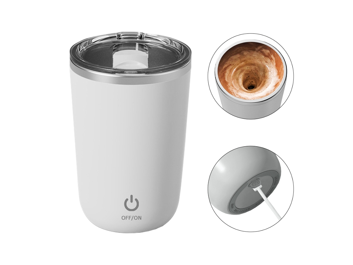 Taza Recargable Autoagitadora De 350 Ml Con Tapa De Acero Inoxidable 304 Para Mezclar Café, Té Y Leche - Batería De Larga Duración