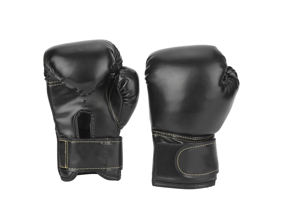 Luvas de boxe infantis Bj, em couro PU, para treinamento de socos, com saco de pancada preto.