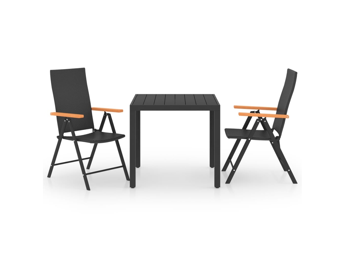 Maison Exclusive - Juego De Comedor Para Jardín 3 Piezas Negro Y Marrón