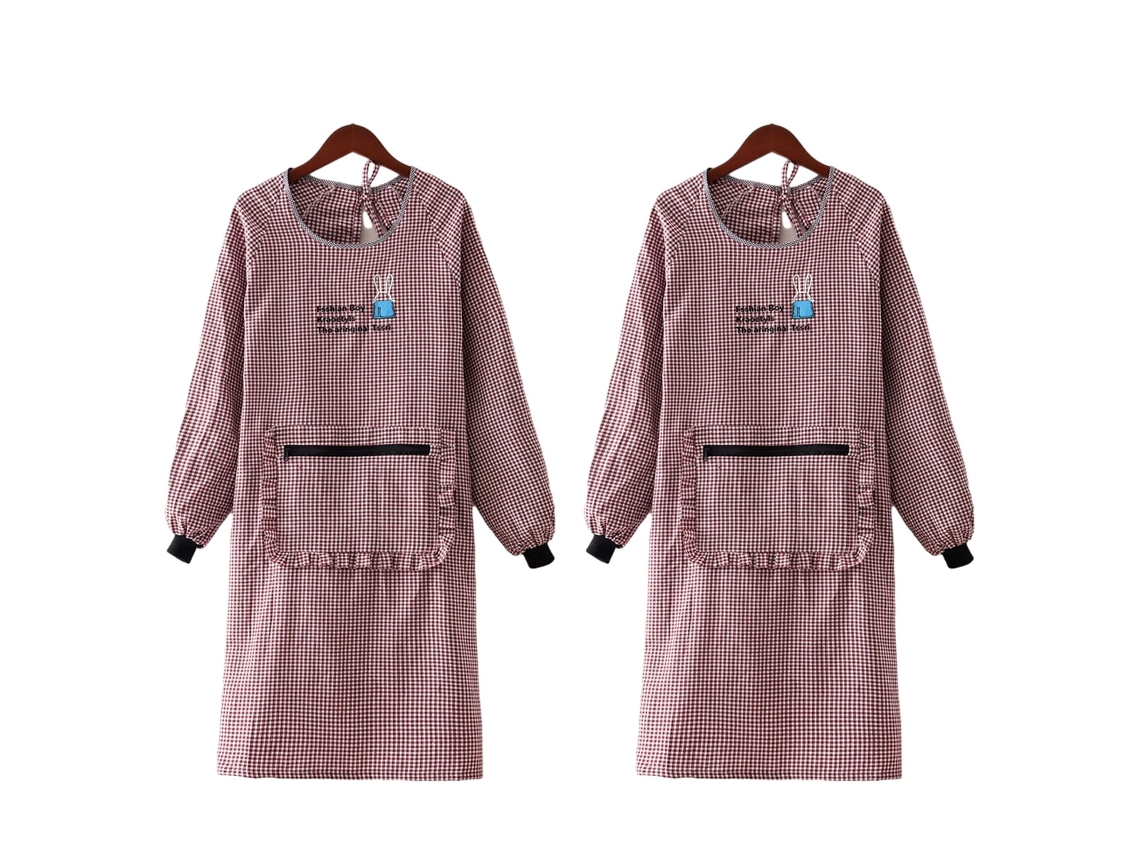 Delantal de algodón de 2 pulgadas, nuevo estilo, impermeable y resistente al aceite para la cocina del hogar, con manga larga y cinturilla, reutilizable.