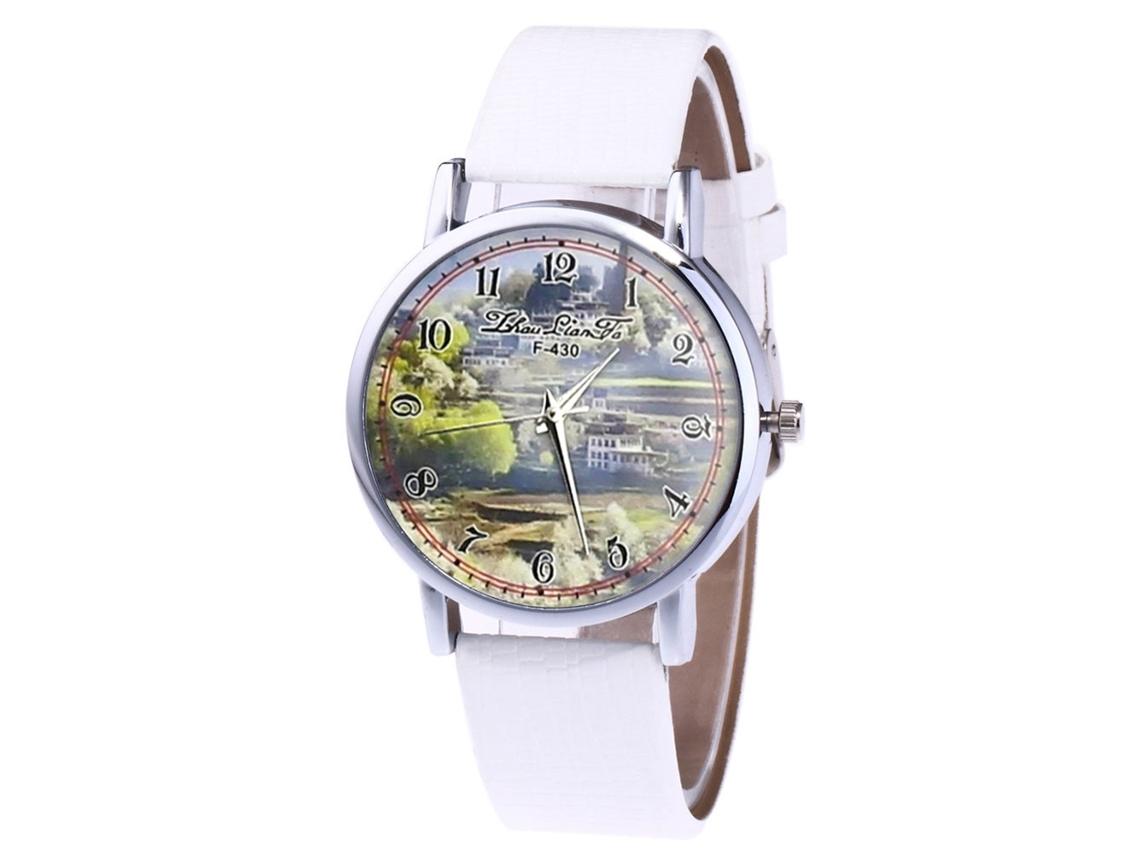 Reloj De Pulsera De Cuarzo Con Correa De Piel Sintética Para Hombre Y Mujer (blanco)