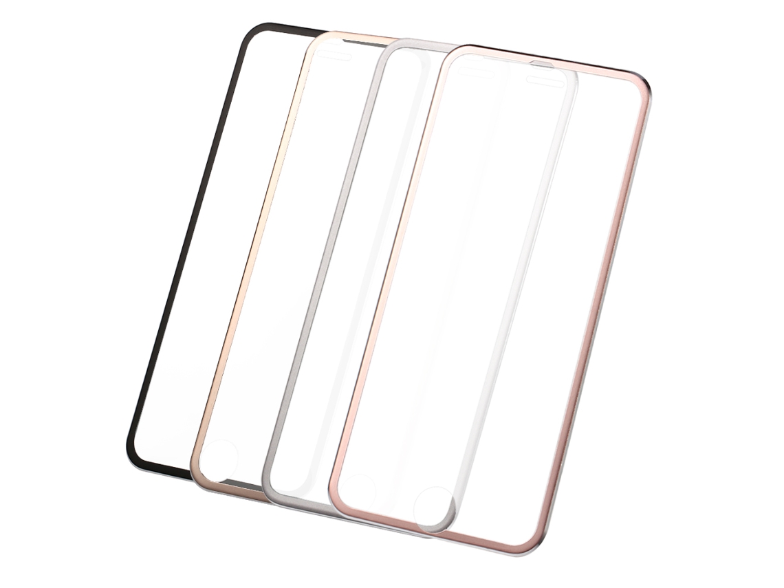 Protector De Pantalla De Vidrio Templado (3d Curvado, Borde Metálico) Para Iphone 6 6s Rosa Oro