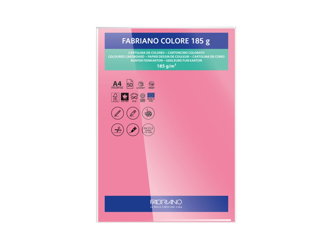 FABRIANO Cartulina A4 185 g/m² Fucsia 50 Hojas