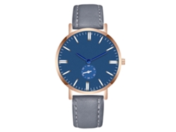 Reloj De Pulsera Zhoulianfa Para Hombre Con Esfera Azul, Correa De Pu Gris Y Movimiento De Cuarzo.