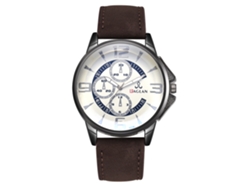 Reloj De Pulsera Clásico Digital De Cuarzo Para Hombre Y Mujer Con Correa De Piel Sintética Marrón Oscuro.