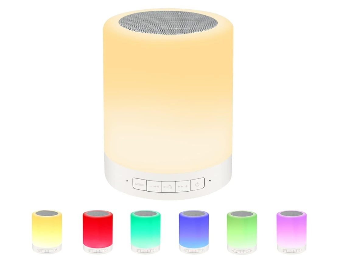 Lámpara de noche táctil con altavoz Bluetooth, luz de noche de mesa, 3 modos táctiles regulables y 7 colores para cambiar Vledary