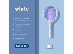 LÁMPARA ANTIINSECTOS, Blanca - Lámpara Mata Mosquitos Eléctrica 5 en 1, 3500V, Ángulo Ajustable, Multifuncional, Recargable USB, Intel