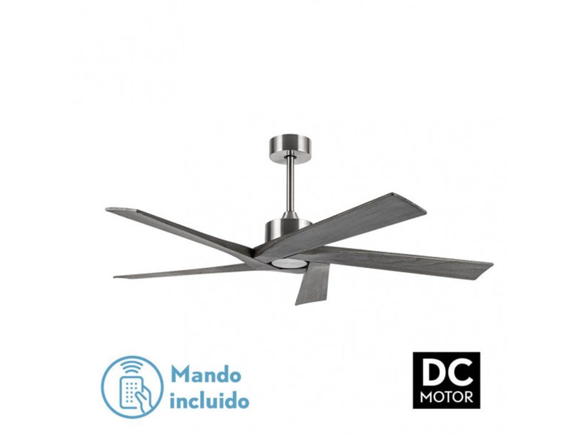 Ventilador Dc Nadir Niquel/rustico Sin Luz 5 Aspas 142,2d C/control Remoto Y Temporizador FABRILAMP