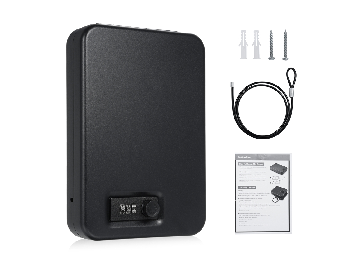 Caja De Seguridad Portátil Con Código De 3 Dígitos Y Cable De Acero Para Objetos De Valor: Ideal Para Viajes.