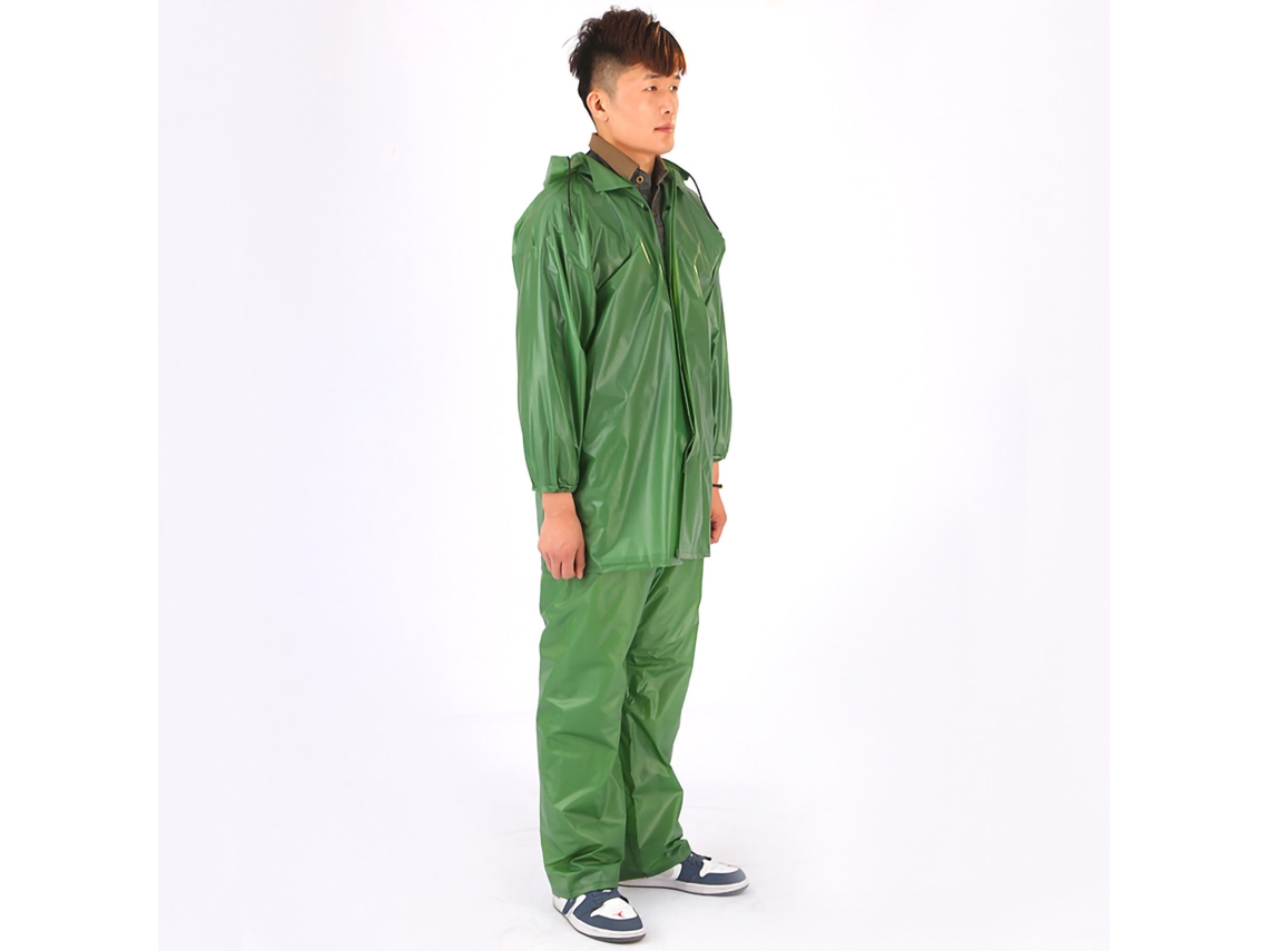 Traje De Lluvia Abrigo Pantalón Espesor Cierre Botones Talla Única Verde