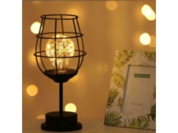 Rebe-lámpara De Mesa Decorativa Retro Con Jaula, Luz Nocturna Estilo Copa De Vino, Inalámbrica Operada Por Baterías Para Dormitorio 1pc