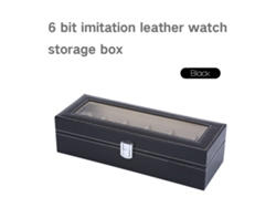 Caja De Almacenamiento De Cuero Sintético Para Relojes Y Pulseras Con 6 Compartimentos Y Cerradura Con Llave.