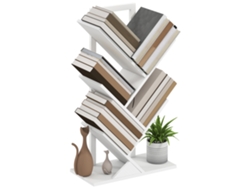 Librería Con Forma De Árbol, Con 5 Estantes Antivuelco, 50x24x82 Cm, Color Blanco.