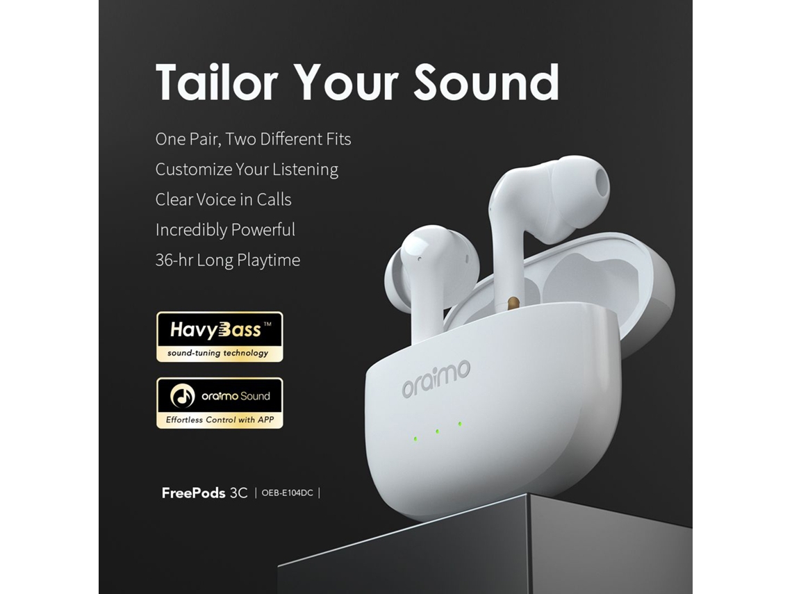 Auriculares Inalámbricos Oraimo Oeb-e104dc Con Modos Básico Y De Conocimiento, 36 Horas De Duración De La Batería Y Micrófonos Con Ia.