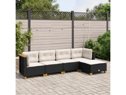 Conjunto de sofá de jardín con cojines de mimbre sintético negro, Dkd Home Decor