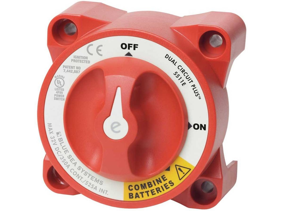Interruptor BLUE SEA E-Series Dual Circuit Plus Battery Switch Rojo