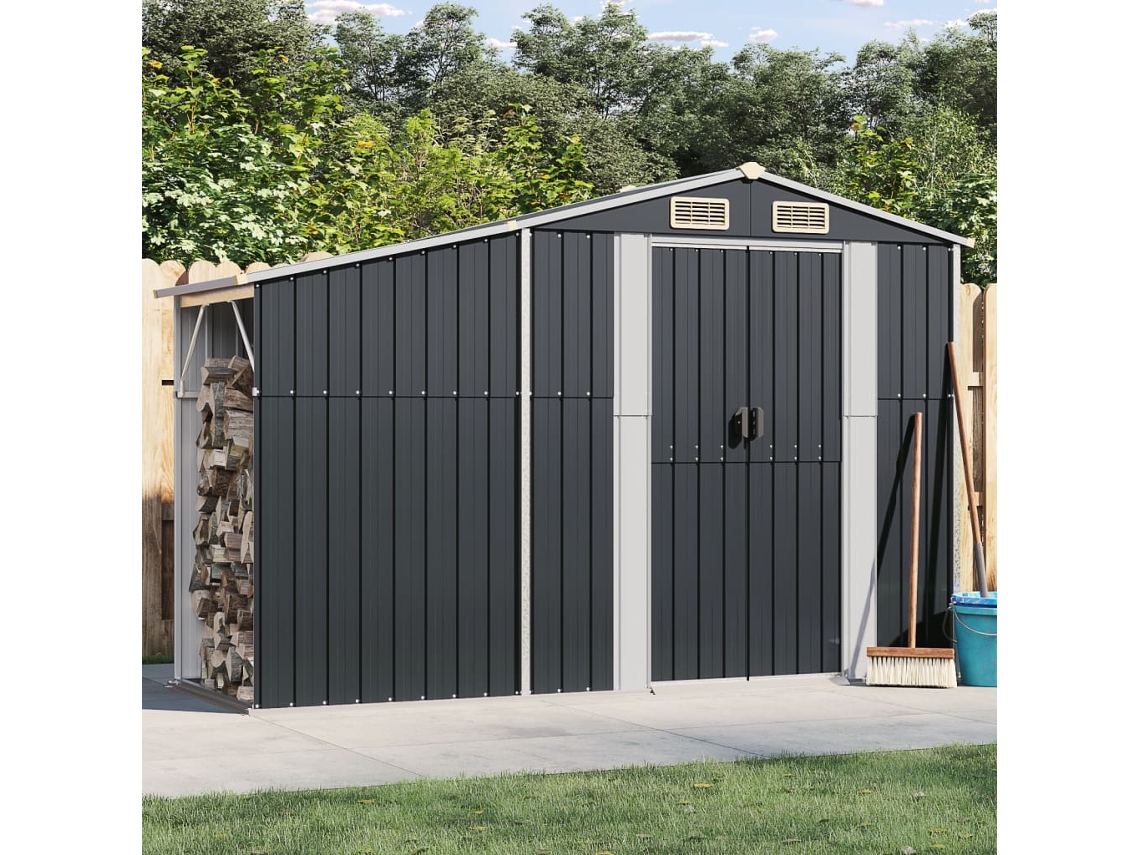 Cobertizo De Jardín Acero Galvanizado Antracita 277x93x179 Cm