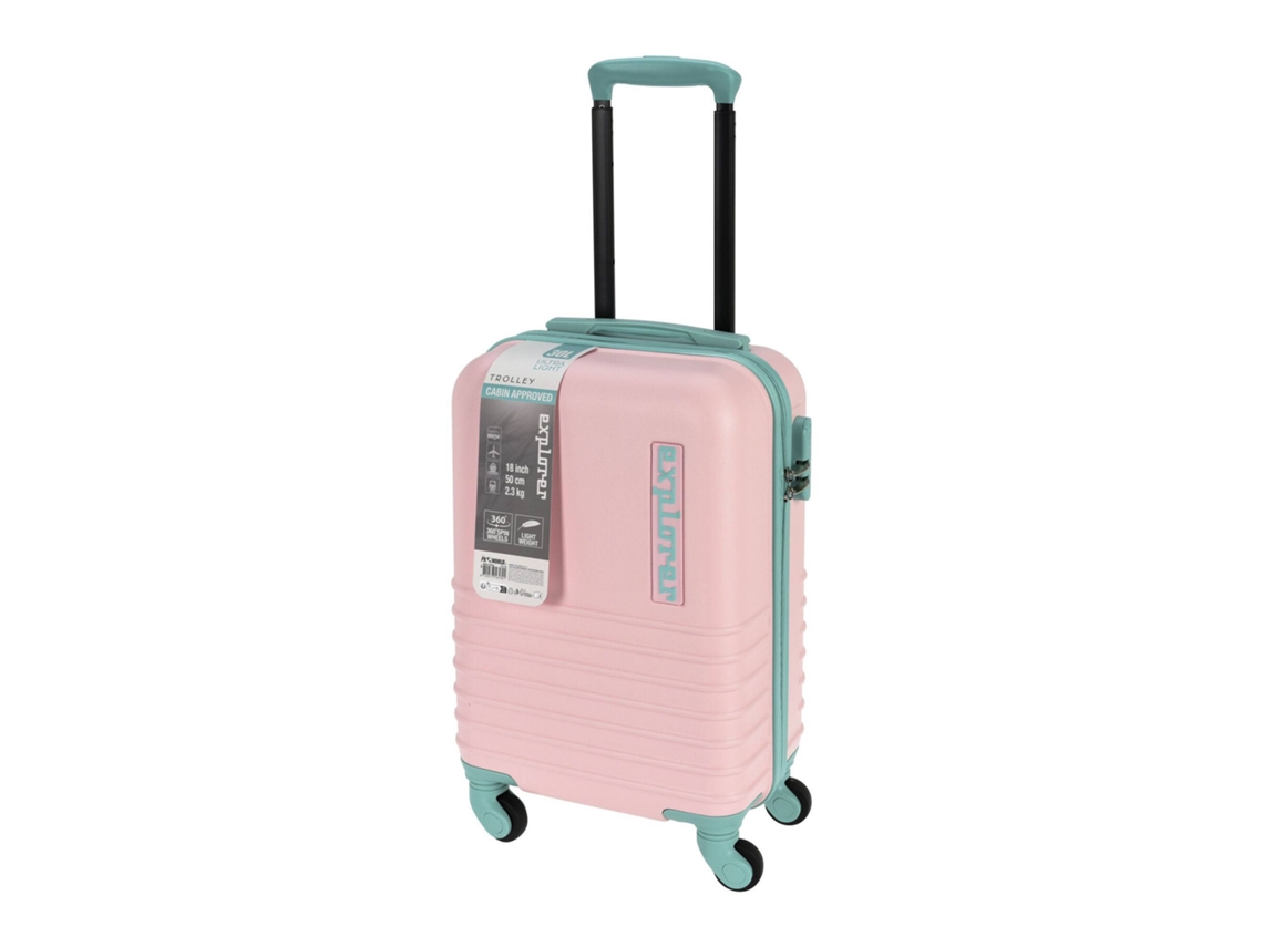 Maleta en abs 4 ruedas color rosa y menta 34x22x52,5cm WELLHOME