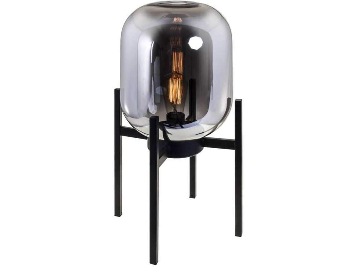 Lámpara de Mesa FABRILAMP Murilo (Negro - E27 - Máx. 60W - Cristal - Metal)