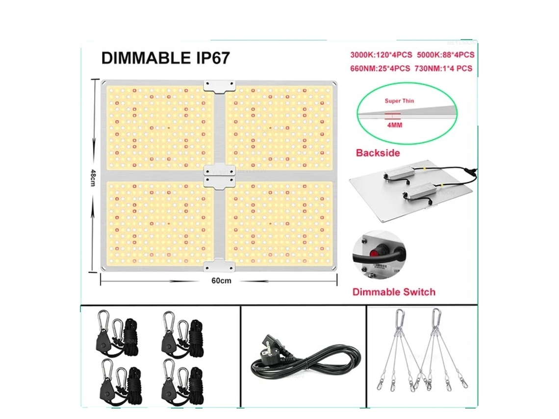 Lámpara LED de cultivo de espectro completo cuántico similar al sol, para fábricas de plantas e invernaderos, 4000 WSC