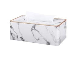 Caja Rectangular De Cuero Para Papel Higiénico (con Estampado De Mármol Gris)