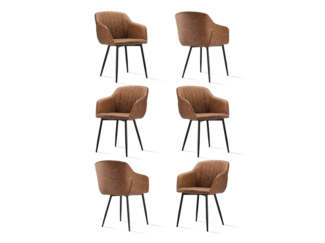 Sillas De Comedor Goeurvant 711(pack De 6, Marrón, Cuero Pu)