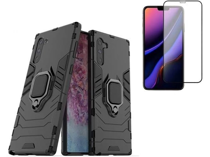 Kit Carcasa y Protector de Cristal 5D Samsung Galaxy Note 10 Military Defender 3x1 Negro