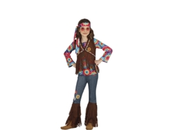 Disfraz de Niña GUIRCA Hippie con Chaleco Marrón  (5 - 6 años)