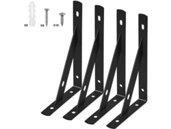 VVJIJILLY Conj. 4 Suportes De Prateleira Em Metal Preto Com Parafusos.