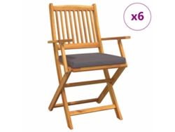 Maison Exclusive - Silla Plegable Con Cojín 6 Pcs Gris 49 X 57.5 X 92cm