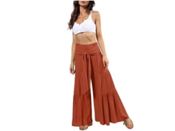 2026-pantalones De Pijama De Pierna Ancha Para Mujer De Cintura Alta Con Cinturón Nudo, Deportivos Sueltos Para Yoga Y Playa L Naranja