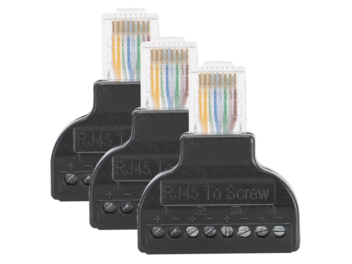 3 Conectores Adaptadores Rj45 Macho A Terminales De Tornillo De 8 Pines Para Av Digital